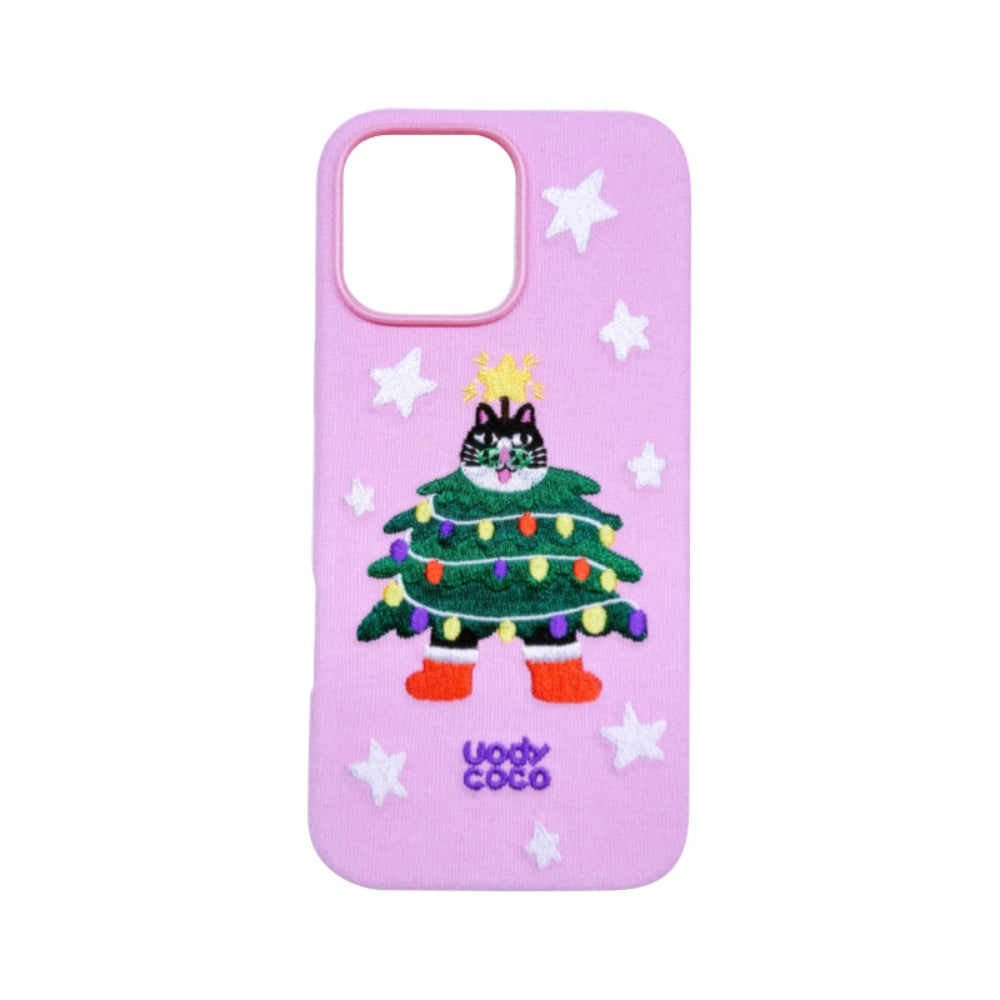 Cute fairy tale embroidered phone case with colorful floral design, made by TRLab Shop, for a smartphone.