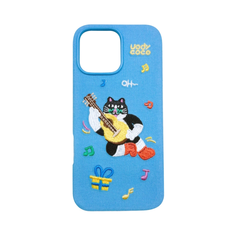 Cute fairy tale embroidered phone case with colorful floral and fairy designs, perfect for protecting and decorating a smartphone.