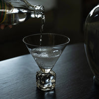 Clear glass wine cup with ice-cube base, designed by TRLab Shop, showcasing a modern and elegant tableware piece.