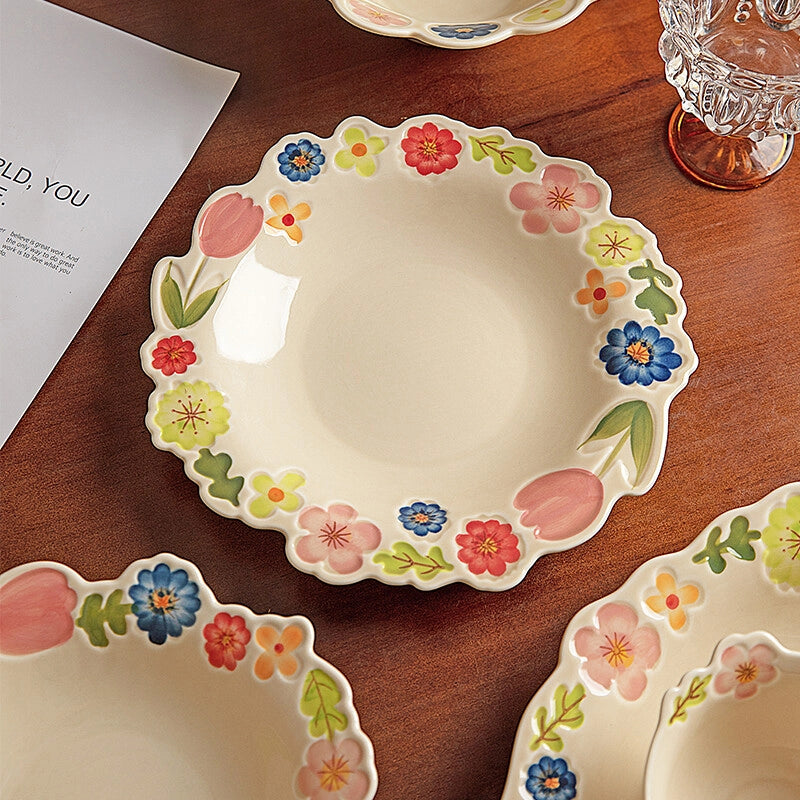 Floral Ceramic Bowl & Soup Plate