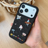 Embroidered animal phone case from TRLab Shop featuring colorful animal designs on a protective smartphone cover.