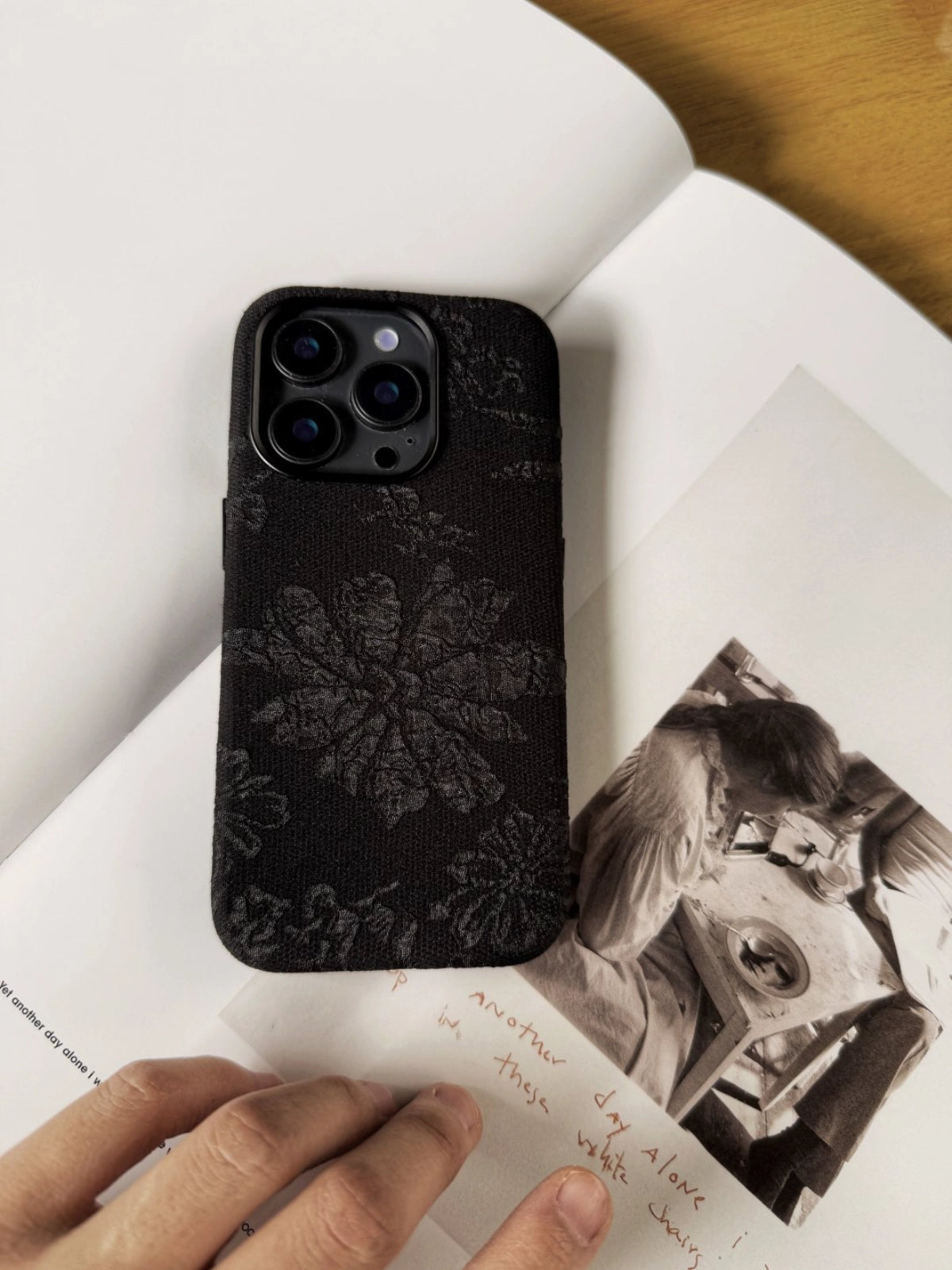 Lace floral textured phone case by TRLab Shop, featuring intricate lace and floral design on a sleek protective cover.