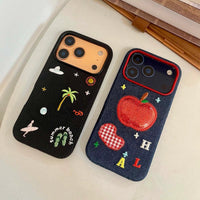 Embroidered TRLab Shop beach phone case featuring colorful floral embroidery and durable fabric, designed for smartphone protection.