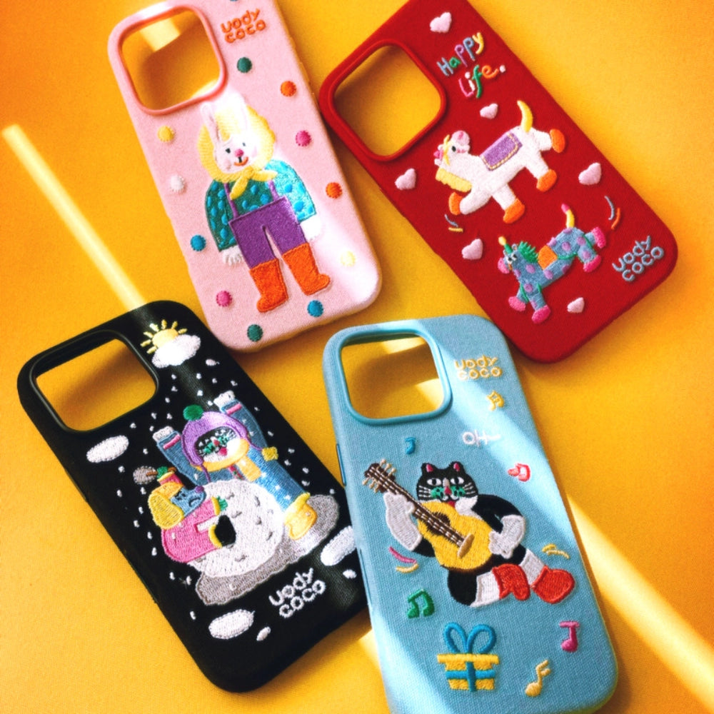 Cute fairy tale embroidered phone case by TRLab Shop featuring colorful fairy design on durable protective cover.