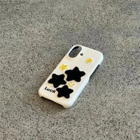 Leather Terry Star Embroidered Phone Case by TRLab Shop featuring a textured leather surface with embroidered star design.