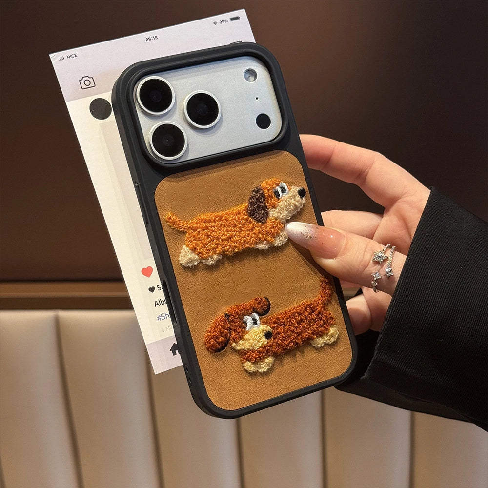 Dachshund & Garfield Embroidered Phone Case - TRLab Shop