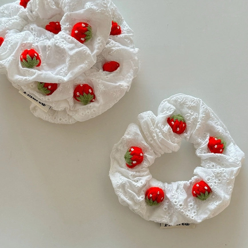 Strawberry Cream Cake Wavy Hem Scrunchie - TRLab Shop