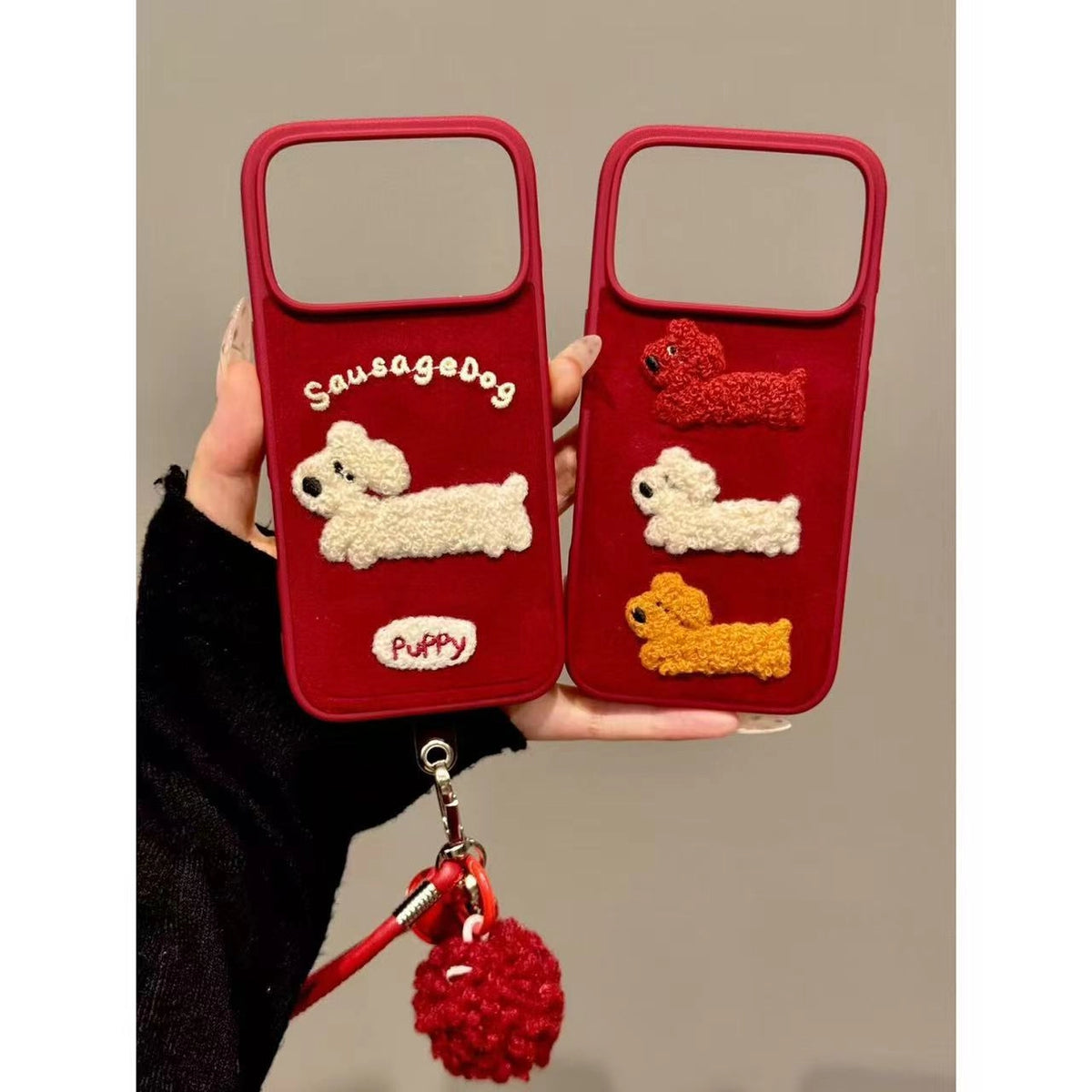 Autumn Puppy Embroidered Phone Case - TRLab Shop