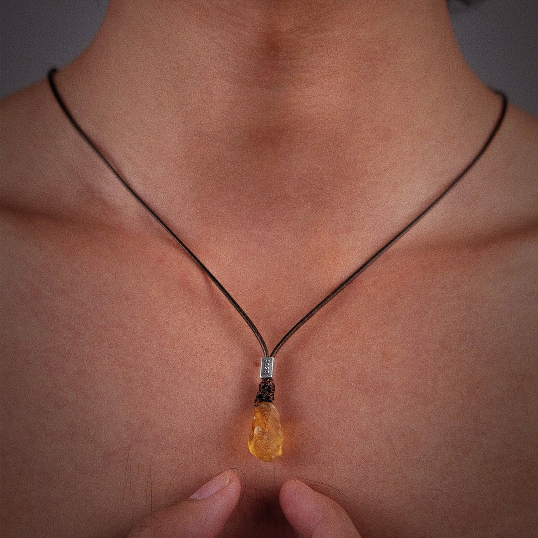 Brazilian Citrine Leather Cord Necklace