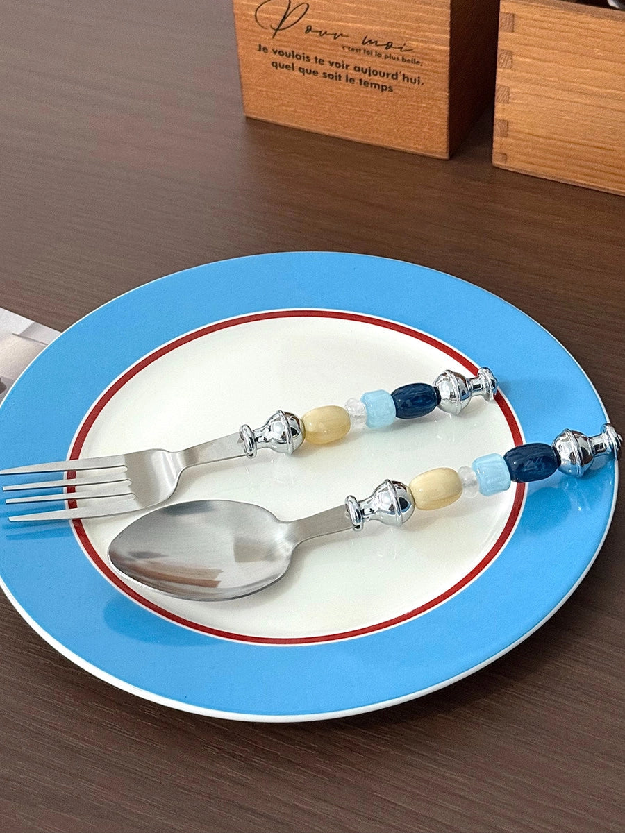 Monet Oil Paintings Beads Stainless Steel Spoon & Fork