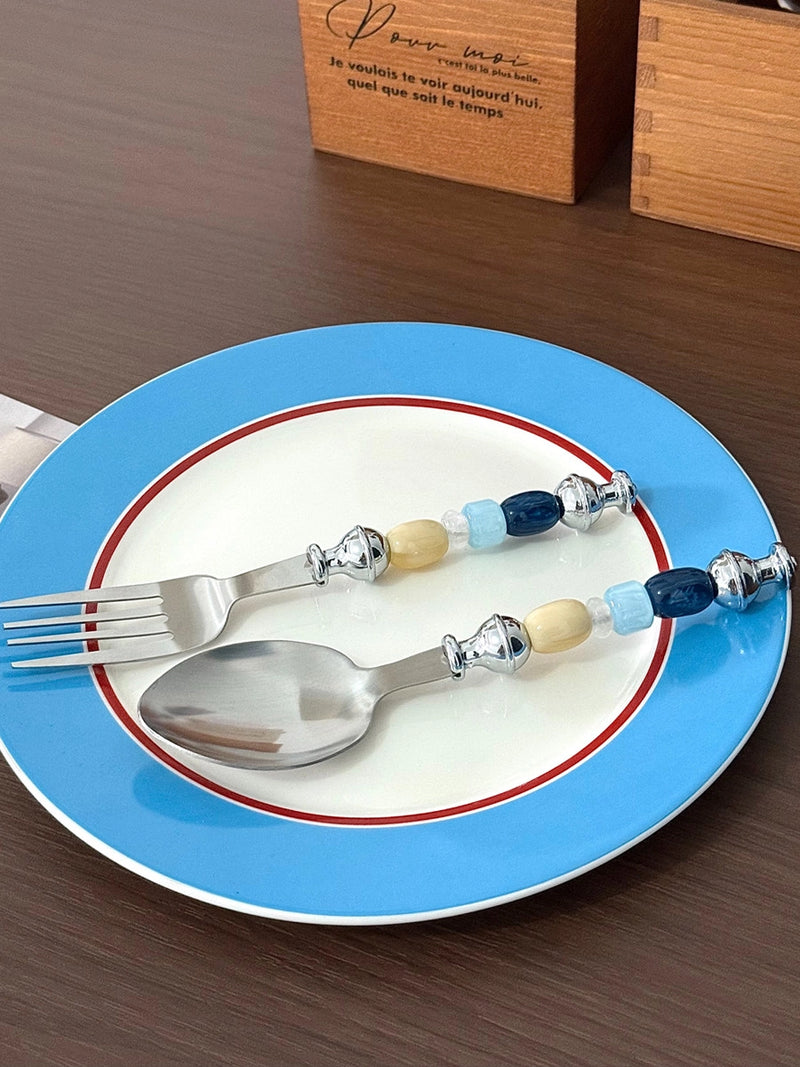 Monet Oil Paintings Beads Stainless Steel Spoon & Fork - TRLab Shop