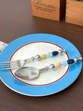 Monet Oil Paintings Beads Stainless Steel Spoon & Fork - TRLab Shop