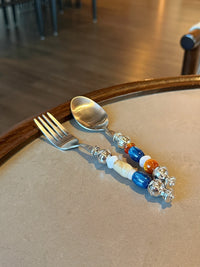 Abyssal Amber Beads Stainless Steel Spoon & Fork