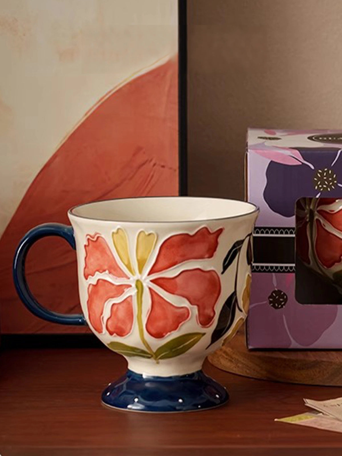 Floral Wildness Embossed Ceramic Cup