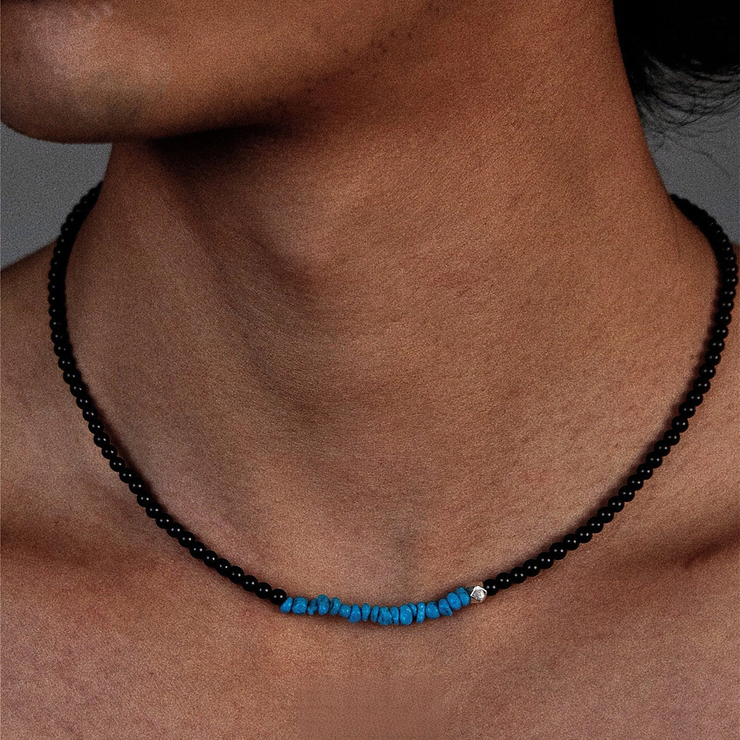 Black Onyx and Turquoise Beaded Necklace