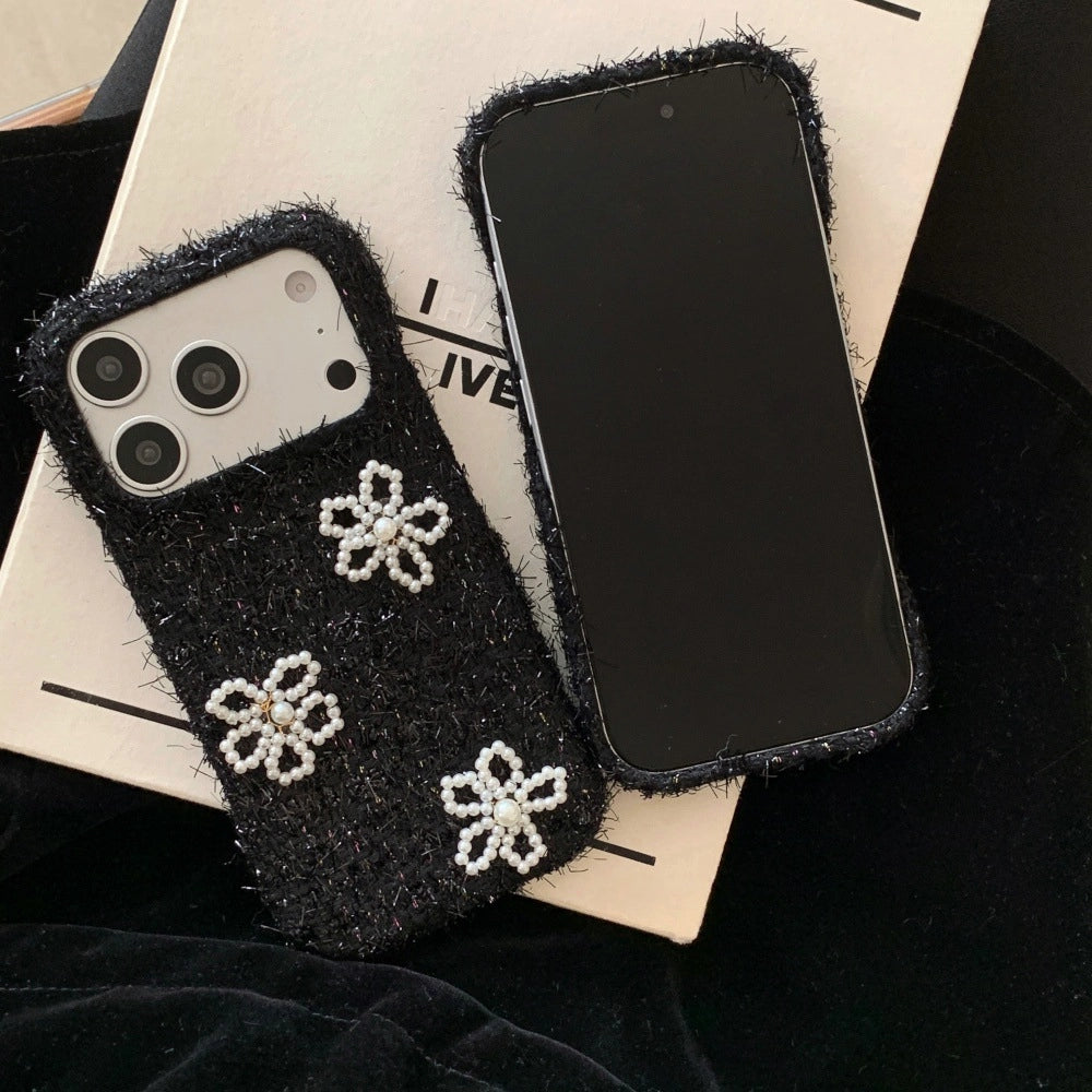 Tweed Beaded Flower Phone Case - TRLab Shop