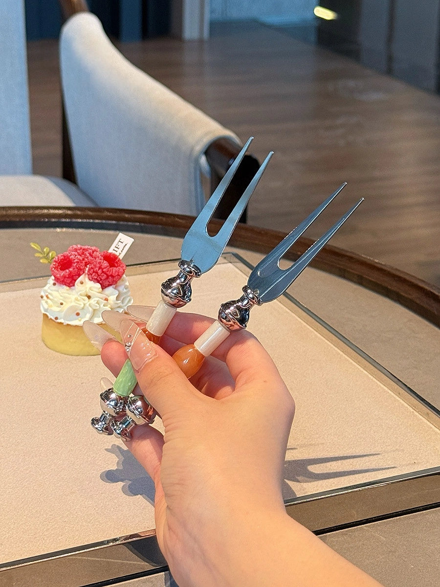 Amber Lime Beads Fruit Fork