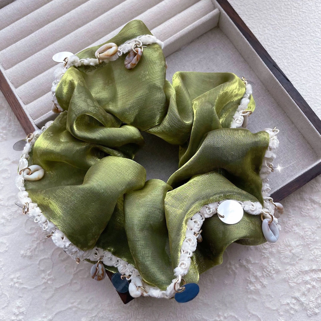 Green Sea Breeze Wavy Hem Scrunchie - TRLab Shop