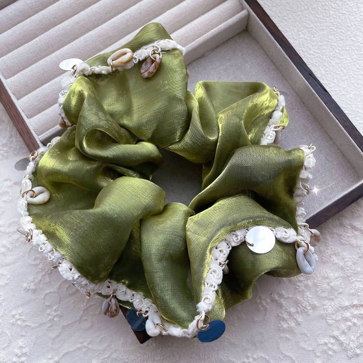 Green Sea Breeze Wavy Hem Scrunchie - TRLab Shop