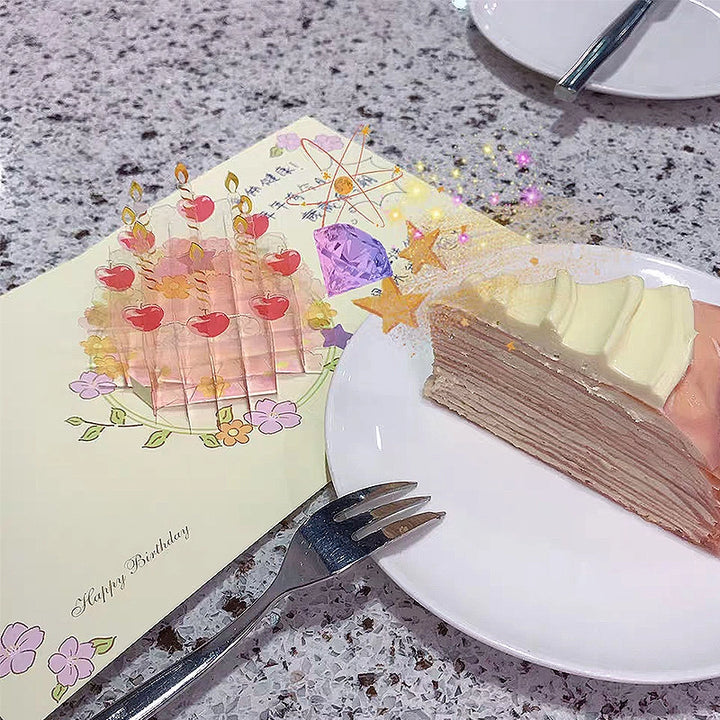 Acrylic Birthday Cake 3D Pop Up Paper Art Greeting Card