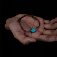 Turquoise Single-Bead Hand-Woven Bracelet