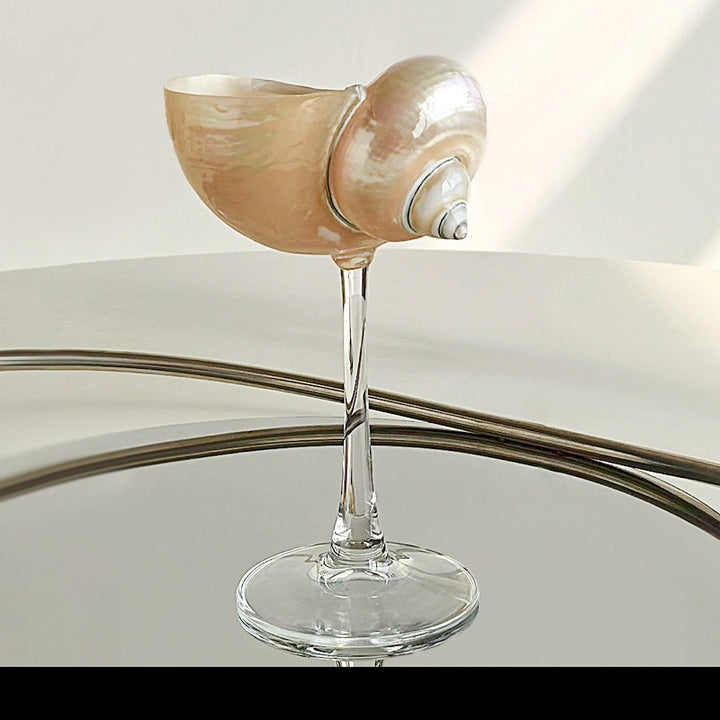 Silver & Green Conch Wine Glass