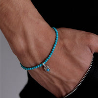 Tibetan-Style Turquoise Round Bead Bracelet