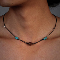 Single Sandalwood Bead and Turquoise Necklace