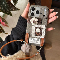 White flower embroidered phone case by TRLab Shop featuring delicate floral embroidery on a sleek protective cover.