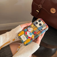 Plaid Pony embroidered phone case by TRLab Shop featuring a colorful plaid pattern and a stitched pony embroidery design.
