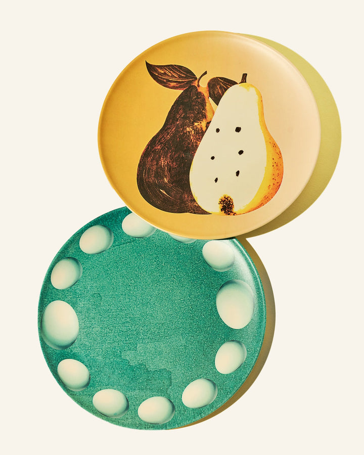 Double Pear & Egg Bamboo Fiber Plate