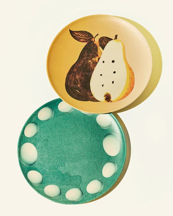 Double Pear & Egg Bamboo Fiber Plate