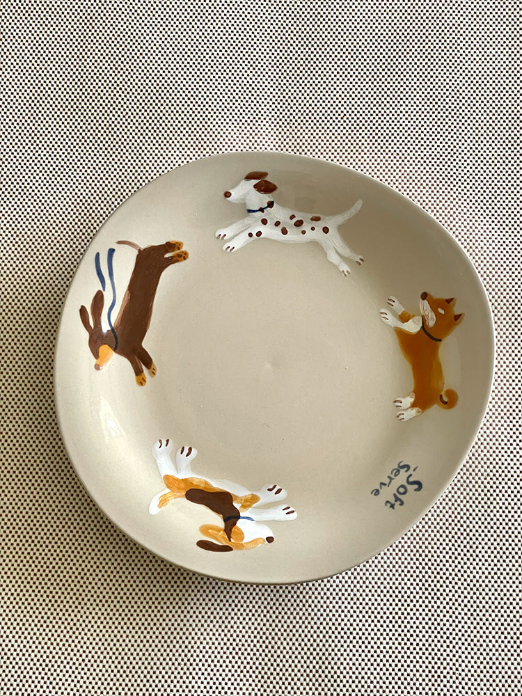 Running Puppies Ceramic Plate - TRLab Shop
