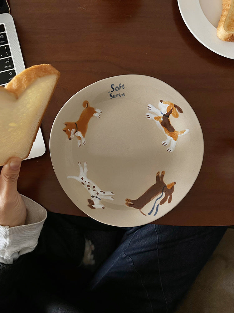 Running Puppies Ceramic Plate - TRLab Shop