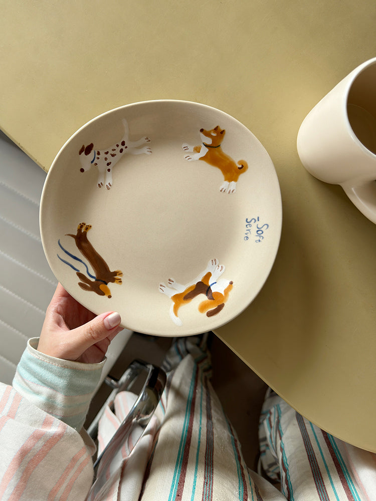 Running Puppies Ceramic Plate - TRLab Shop