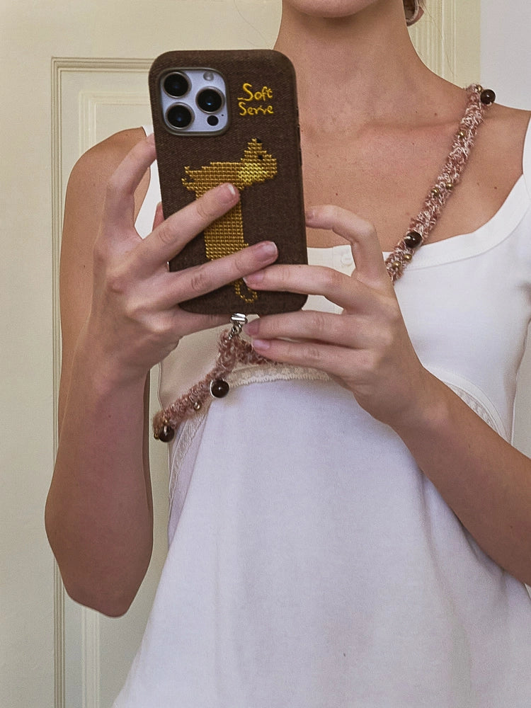 Chocolate Puppy Cross-Stitch Phone Case - TRLab Shop