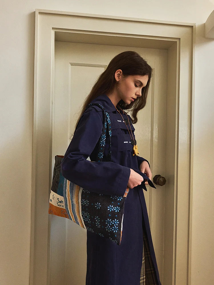 Floral Patchwork Jacquard Canvas Tote Bag - TRLab Shop