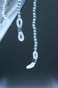 Aquamarine & Clear Quartz Eyeglass Chain