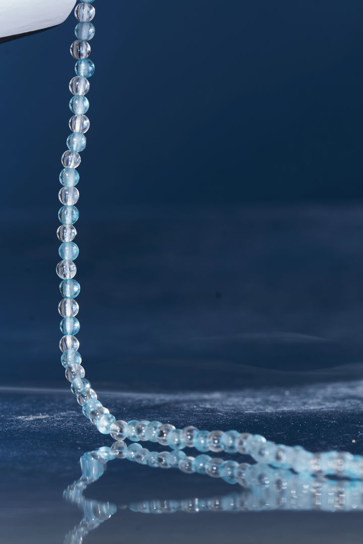 Aquamarine & Clear Quartz Eyeglass Chain