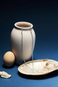 Aquamarine & Clear Quartz Eyeglass Chain