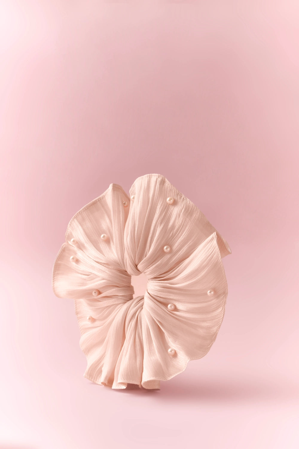 TRLab Shop Gentle Gossamer Wavy Hem Scrunchie showcasing soft, lightweight fabric with a wavy hem design for hair styling.