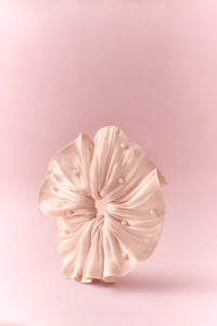 TRLab Shop Gentle Gossamer Wavy Hem Scrunchie showcasing soft, lightweight fabric with a wavy hem design for hair styling.
