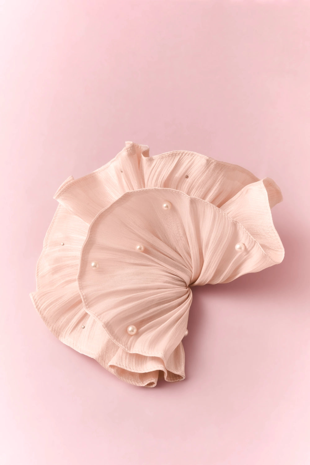 TRLab Shop Gentle Gossamer Wavy Hem Scrunchie with soft fabric and wavy hem design, ideal for stylish hair accessories.
