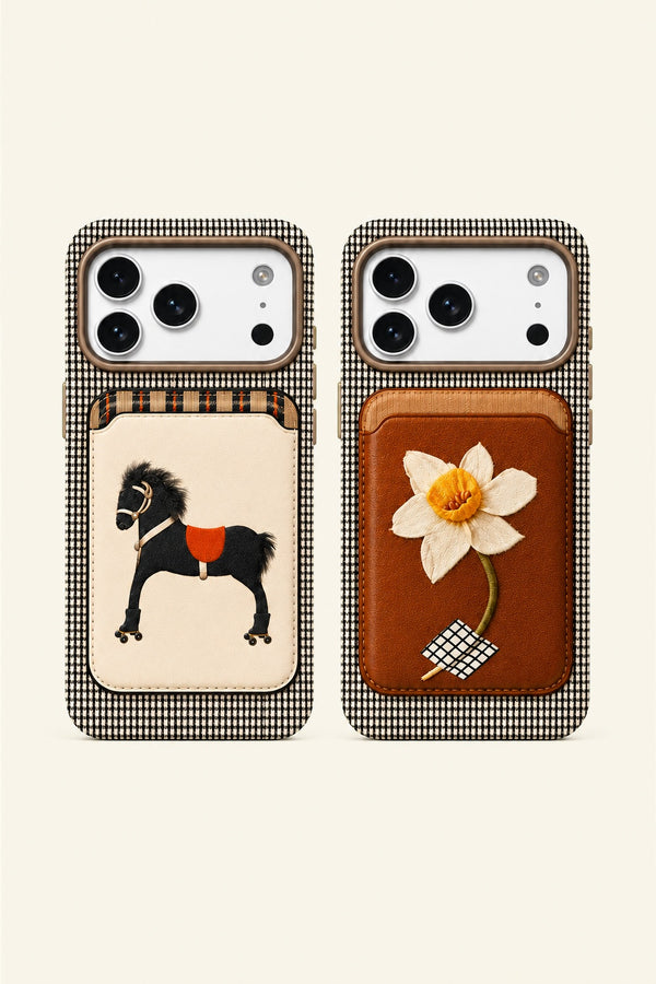 Magnetic Phone Wallet Stand — Floral & Animal Motifs