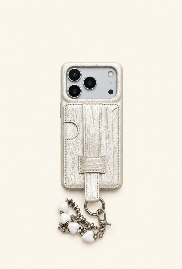 Crumple Cream Leather-Look Phone Case