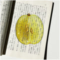 Translucent fruit-shaped acrylic bookmark with colorful fruit illustrations, ideal for marking pages in books.
