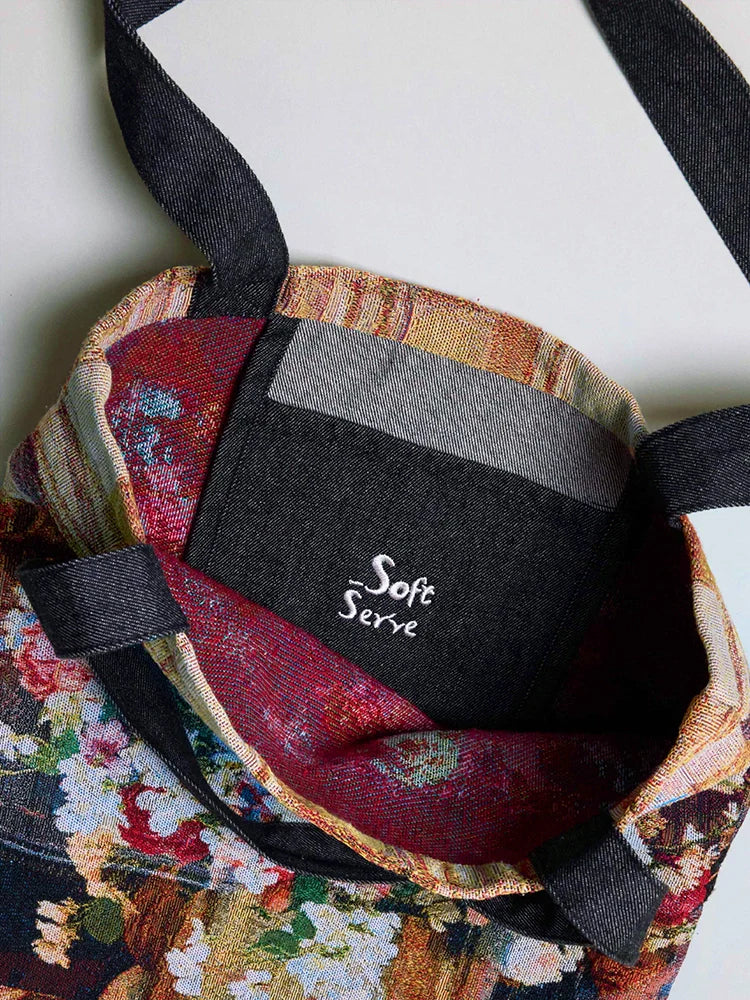 Floral Patchwork Jacquard Canvas Tote Bag - TRLab Shop