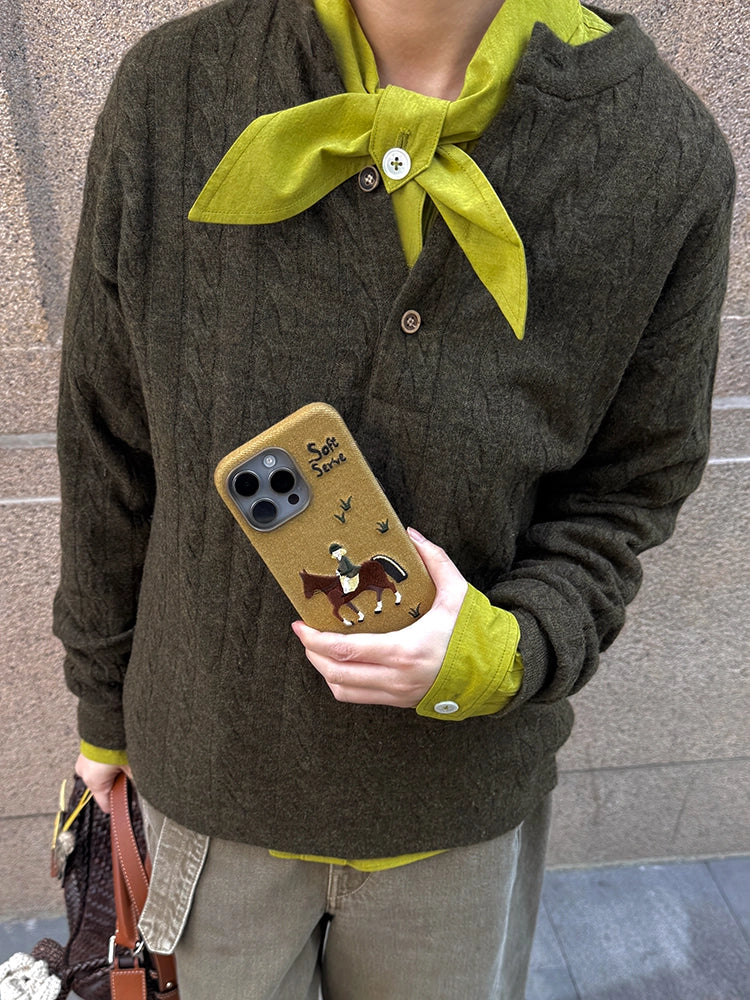 Skiing & Walking Puppy Embroidered Phone Case - TRLab Shop