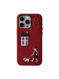 Skiing & Walking Puppy Embroidered Phone Case - TRLab Shop