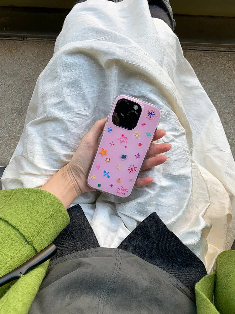 Crayon Stars Hand-Drawn Phone Case - TRLab Shop